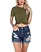 JINKESI Women's Summer Causal Short Sleeve Blouse Round Neck Crop Tops Twist Front Tee T-Shirt Army Green-Large