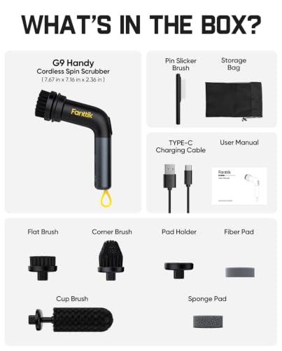 Fanttik G9 Handy Cordless Electric Spin Scrubber w/ 5 Brush Heads & LED Display - image 9