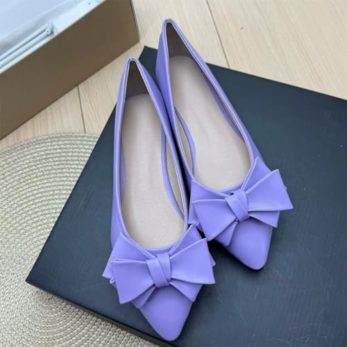 Image of TN TANGNEST Flats Shoes Women Comfort Casual Loafers | Classic Pointed Toe Bowknot Flats Cute Slip On Flats, Wear to Work Travel Walk