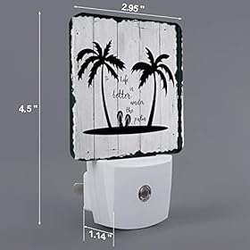 Summer Palm Tree Plug-in Night Light Lamp with Sensor,White Wooden Board Wall LED Nightlights Auto Dusk to Dawn Sensor… 41nK2+Pg2YL. SS280