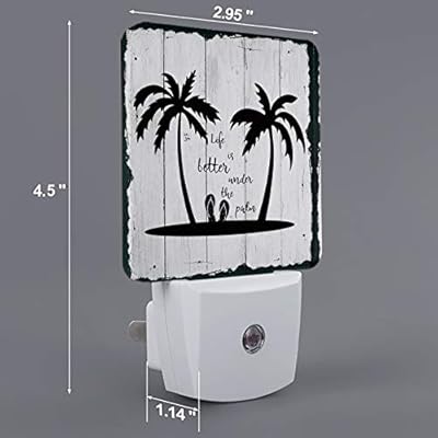 Summer Palm Tree Plug-in Night Light Lamp with Sensor,White Wooden Board Wall LED Nightlights Auto Dusk to Dawn Sensor… 41nK2+Pg2YL. SS400