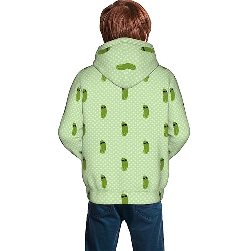 OLGCZM Cute Green Pickle Kids Hoodies Pullover 3d Sweatshirt Jumpers Tops For Boys Girls Medium3