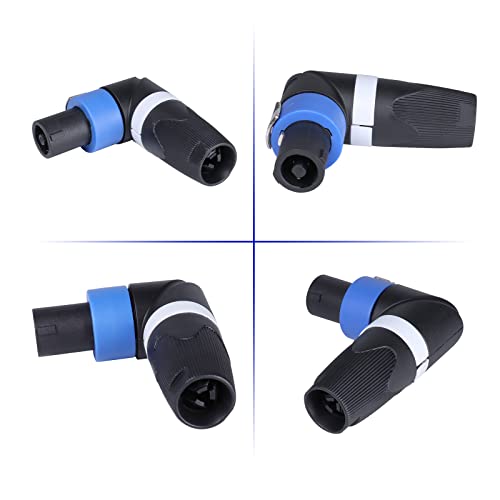Image of HBU 2 Sets Speakon Connector Kit - 2pcs 4 Pole Angled Speakon Connectors & 2-pcs 4 Pin Panel Mount Chassis Socket - Twist Lock for NL4FC, NL4FX, NL4FRX, NL4MPR Adapter Plugs