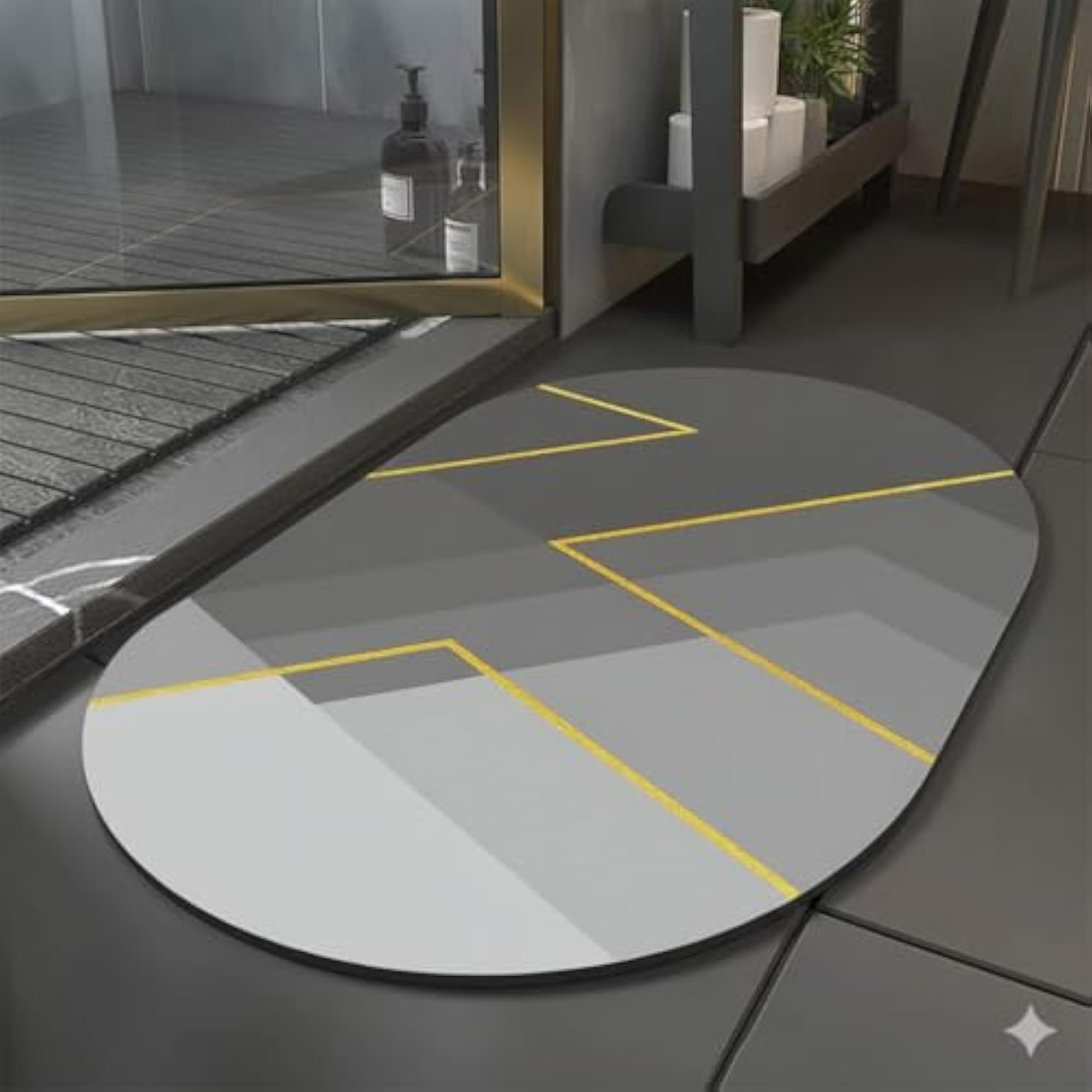 Rubber Anti-Slip Water Soaking Oval Bathroom Mat