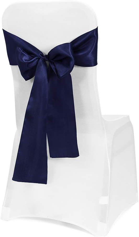 Obstal 50 PCS Satin Chair Sashes Bows for Wedding Reception- Universal Chair Cover Back Tie Supplies for Banquet, Party, Hotel Event Decorations