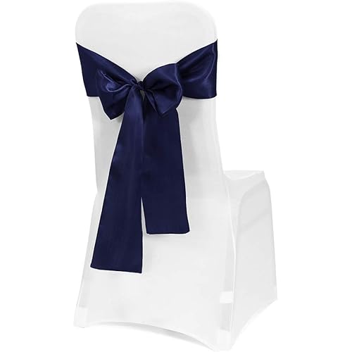 Obstal 50 PCS Satin Chair Sashes Bows for Wedding Reception- Universal Chair Cover Back Tie Supplies for Banquet, Party, Hotel Event Decorations