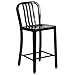 Flash Furniture Commercial Grade 24" High Black Metal Indoor-Outdoor Counter Height Stool with Vertical Slat Back