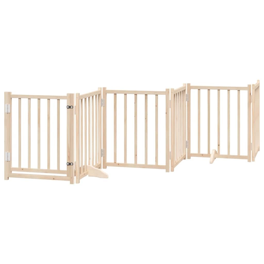 vidaXL Puerta para Perros Plegable 6 Paneles Madera de álamo 300 cm, Puerta para Mascotas, Puerta de Seguridad para Perros, Puerta para Perros de Seguridad