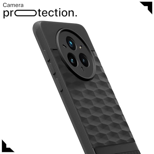 Image of Pikkme Back Cover for Realme 14 Pro Plus 5G / Realme P3 Pro 5G Camera Protection 3D Hexa Cube Design Silicone Protective Bumper Case (Black)