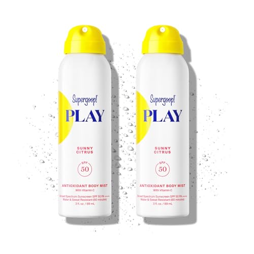 Supergoop! PLAY SPF 50 Antioxidant Body Mist w/Vitamin C - 3 fl oz, 2 Pack - Broad Spectrum Sunscreen Spray - Great for Active Days