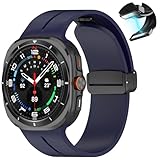 Compatible with Samsung Galaxy Watch 7 Band Ultra 47mm, Silicone Soft Sport Quick Release Magnetic Breathable Affinity Skin Strap for Men Women (Galaxy Ultra 47mm, Midnight Blue)