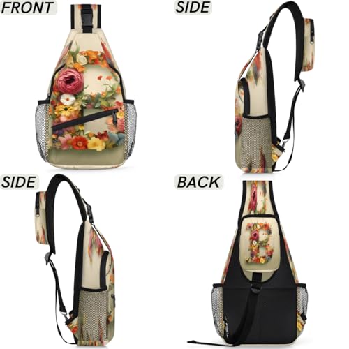 Bolso Sling para mujeres y hombres, patrón floral, multiuso miniatura 6