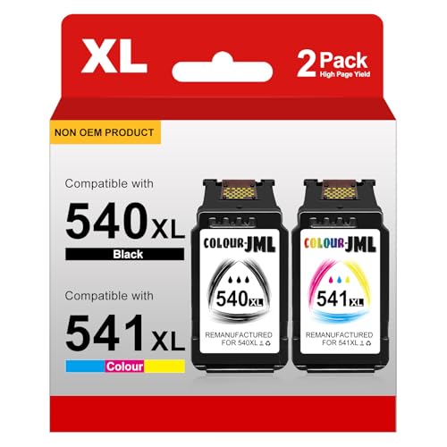 540XL 541XL Twin Pack Replacement for Canon 540 and 541 Ink Cartridges PG-540XL Black CL-541XL Colour Printer ink 540 541 XL, Compatible with Canon Pixma TS5150 TS5151 Ink Cartridges, MG3650S printer