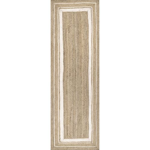 Nuloom Rikki Coastal Braided Jute Runner Rug, 2' 6" X 6', Off White #TOP2