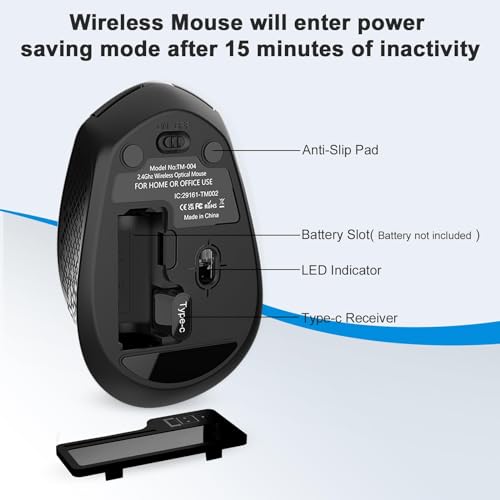 Image of RaceGT USB C Wireless Mouse, Type C Silent Ergonomic Mouse for MacBook Air /Pro, 2.4G Cordless Computer Mice with 6 Buttons and 3 Adjustable DPI for Mac, Laptop, Desktop, PC -Black