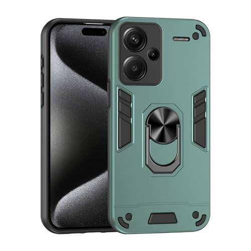 Compatible with Xiaomi Redmi Note 13 Pro Plus Phone Case Series Rugged, Shockproof Protective Cover with Built-in Metal Ring Stand, Compatible with Magnetic Car Mount- Green