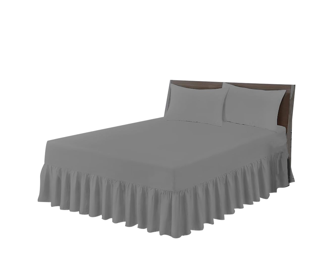 HOME ACE Grey King Size Poly Cotton Fitted Valance Sheets