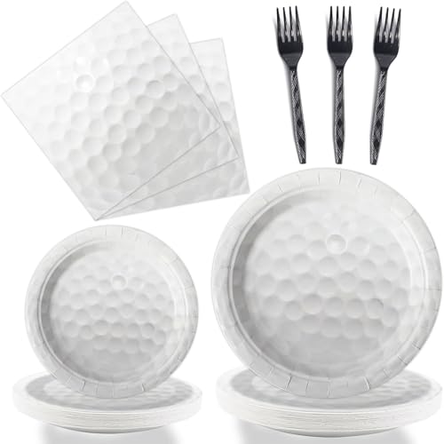 Image of 96 Pcs Golf Party Supplies Bundle Paper Plates Napkins Disposable Golf Ball Sports Party Birthday Decorations Favors For Kids Serves 24