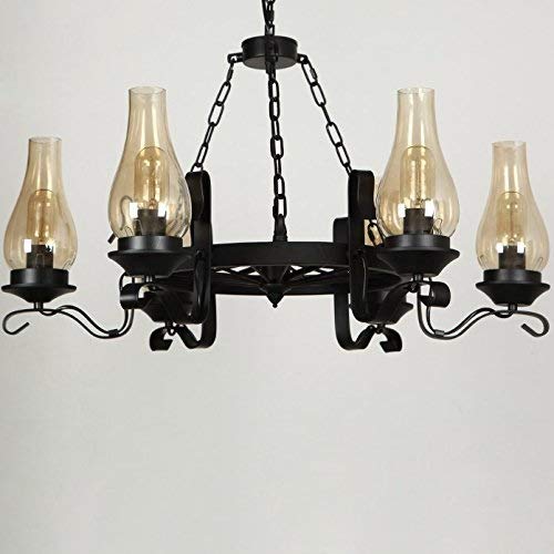 Lustre antique noir haut de gamme avec diffuseurs en verre cheminée - 4