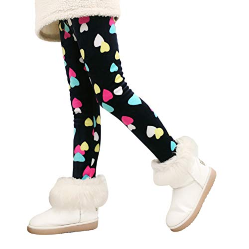 Niña Invierno Leggings Pantalones Térmicos Elásticos Grueso Cálido Forrado Cintura Alta Impresión Leggins Estilo5 110(Adecuado para la Altura 90CM)