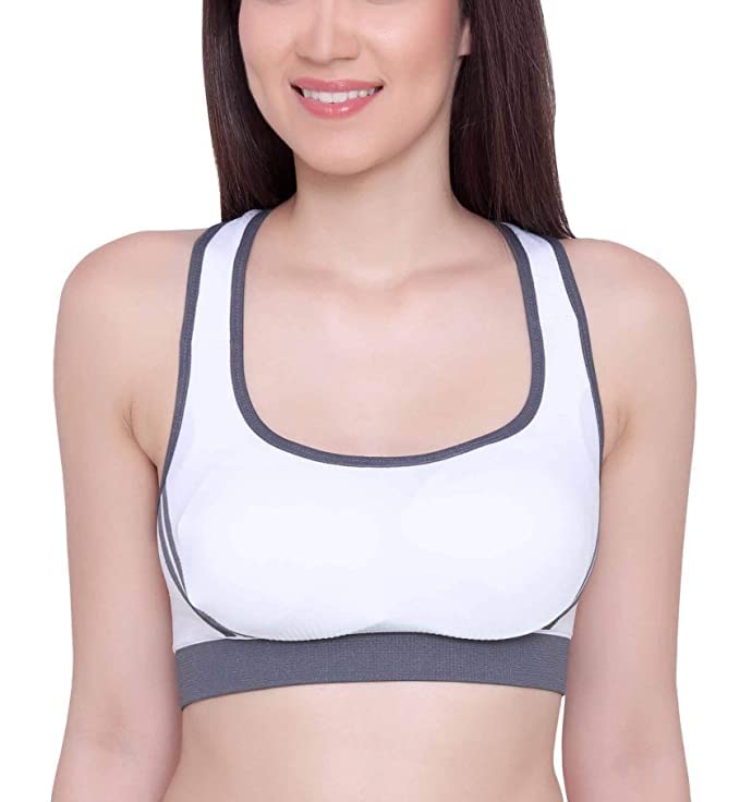 Iviestin Lightly Padded Sports Bra, with Removable Pads, Strechable (White Color 28 to 32 Size)