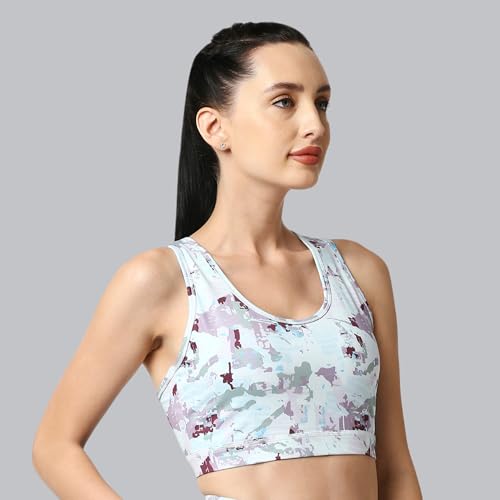 Image of SOIE Women's Medium Impact Quick Dry Padded Racerback Printed Athleisure Sports Bra