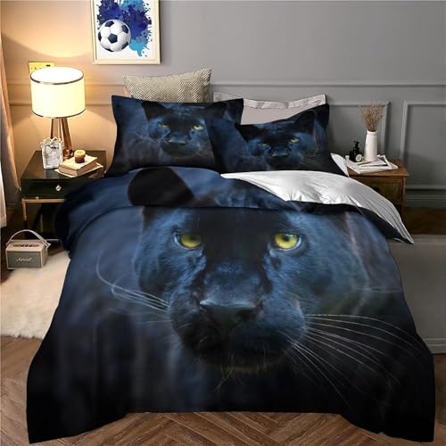 Parure de lit panthère noire 140x200 impression 3D confort premium