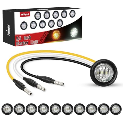 Image of Nilight 3 /4 Inch Dual Color Marker Light Amber Turn White Clearance Lights