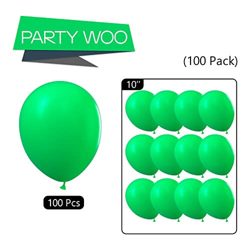Image of PartyWoo Clover Green Balloons, 100 pcs 10 Inch Malachite Balloons for Garland Arch, Party, Birthday, Baby Shower Decorations, Green-Y24