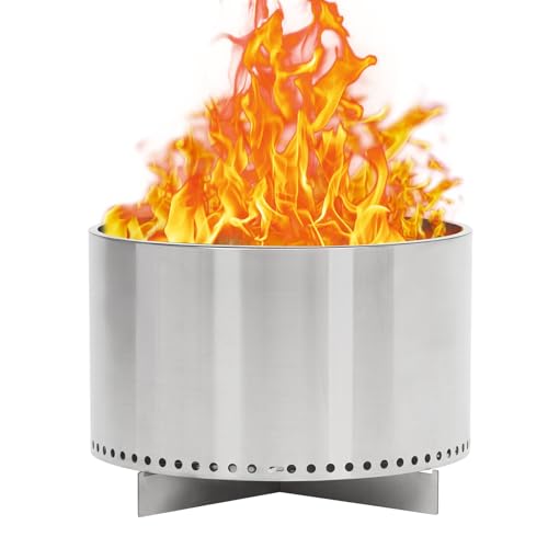 Garvee 20.5'' Smokeless Fire Pit with Air Switch, 360° Heating, Ash Pan IncludedPortable Stainless Steel Outdoor Firepit for Camping,Patio & Picnic