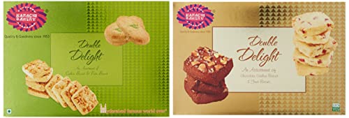 Image of Karachi Bakery Double Delight with Cashew and Green Pista, 400g, Karachi Bakery Double Delight Fruit Biscuit with Chocolate Cashew, 400g