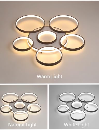 Plafonnier LED moderne variable 106W : grand salon illuminé avec télécommande - 4