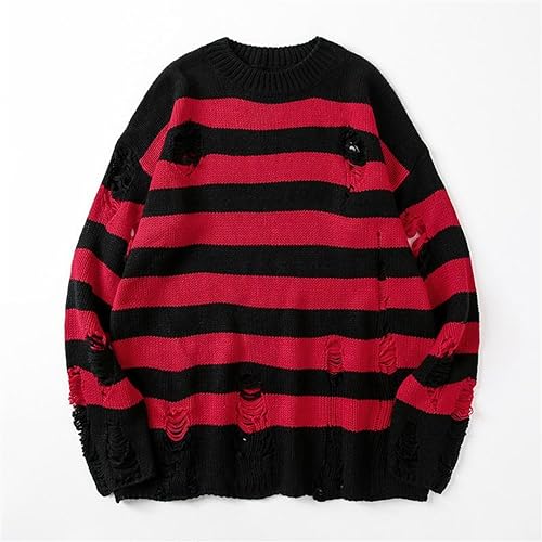 Black Striped Sweater Men's Pullover Knitted Sweater Men's Oversized Sweatshirt Harajuku Long Sleeve Top2