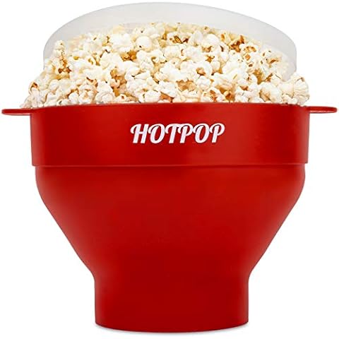 The Original HotPop Silicone Popcorn Maker - Microwave Popcorn Popper - Collapsible Bowl, Heat-Resistant, Easy to Clean, Ideal for Family Movie Nights, 15-Cup Capacity - Cherry Cover