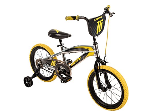 16" Huffy Kinetic Kids Bike, Yellow w/ Removable Training Wheels, One Size