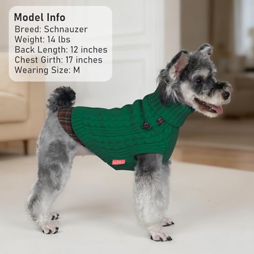 Image of KYEESE Dog Sweater for Small Medium Dogs Turtleneck Thick Knit Pullover | Stretchy Fit, Lightweight & Warm, Cozy Knit Comfort, Classic Plaid Design, Gentle on Sensitive Skin, Winter Daily Wear