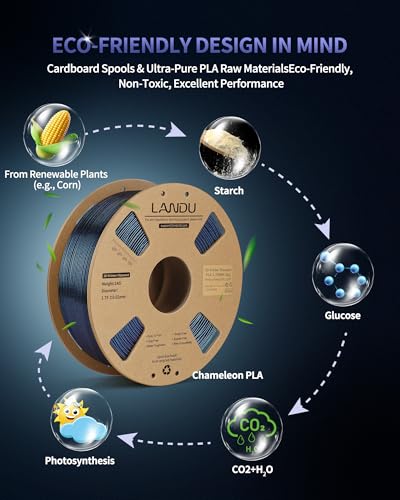 Image of LANDU Chameleon PLA Filament 1.75mm Burnt Titanium 1KG, 3D Printer Filament Cardboard Spool(2.2lbs), Dimensional Accuracy ± 0.02mm, Neatly Wound PLA 3D Printing Filament Fits for Most FFF 3D Printers