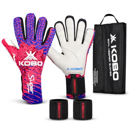 Image of Kobo GKG-44 Professional Football Soccer Goalkeeper Gloves for Men, Boys & Kids with 4mm German Latex Palm (10.5)