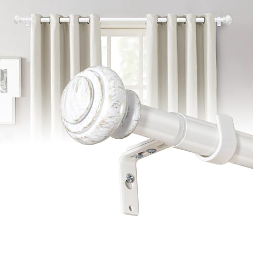 BellaHills Barra para Cortinas Blanca 76-150 cm, Barra de Cortina con Rosca Interna y Doble Ajuste, Tubo Hierro Fundido Ø 2,5 cm, para Salón y Comedor, Soporta 20kg