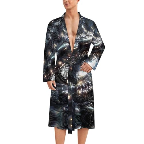 Monochrome Dragon Eye Funny Men's Robe Soft Lightweight Bathrobe Long-sleeve Spa Robes