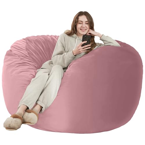 HABUTWAY Bean Bag Chair: Giant 5' Memory Foam Furniture Bean Bag Chairs for Adults with Microfiber Cover 5Ft (Soft Pink)