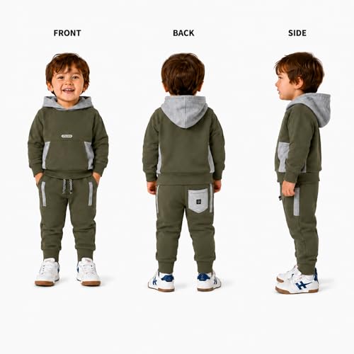 Image of Volcom Infant Toddler Baby Boys Joggers Set - 2 Piece Fleece Pullover Hoodie and Jogger Pants Activewear Set (Sizes: 12M-7)