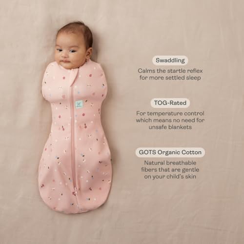 Image of ergoPouch Cocoon Swaddle Sleep Sack, 3-6 Months, 1.0 TOG, Daisies | Better Sleep for Baby, Gentle Snug Fit Helps Calm Startle Reflex, Made for Arms In /Out Sleeping, Soft Breathable Fabric