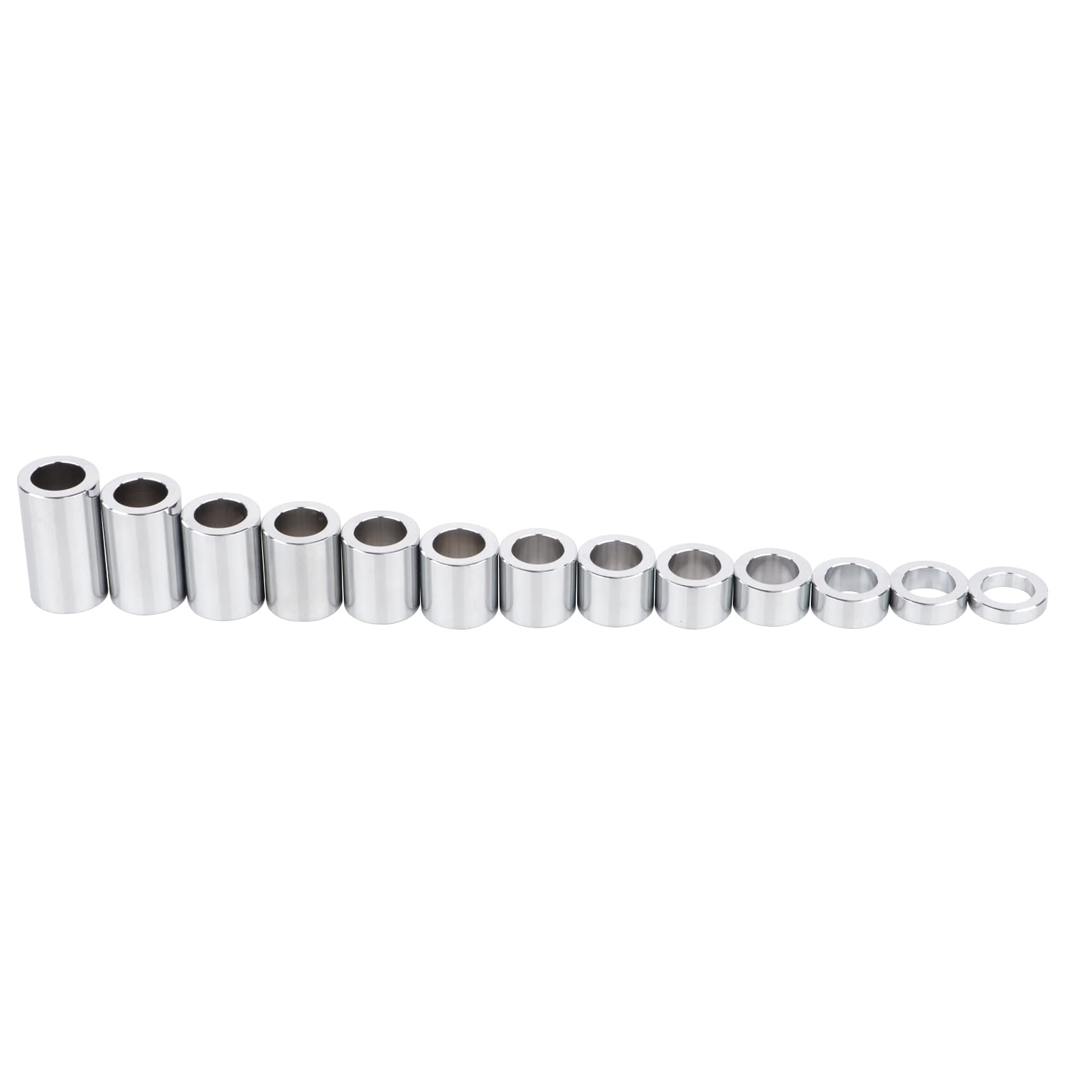 Chrome 3/4" Diamètre intérieur 1 1/8" Diamètre extérieur - 13 entretoises Kit d'entretoises d'axe de Roue Compatible avec Les Harley Custom Bobbers et Choppers