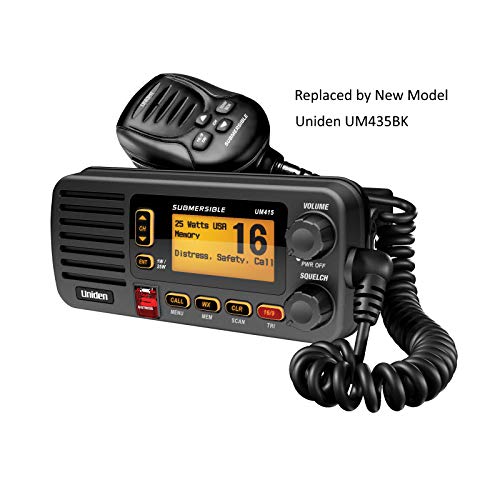 Uniden UM415 Advanced Fixed Mount VHF Marine Radio DSC, Ultra Compact Rugged Construction and JIS7 Submersible (New replacement model, Replaced by Uniden UM435BK)