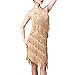 Ballroom Outfits for Women, Women’s 1920s Great Gatsby Flapper Dresses Sparkly Sequins Tassels Fringe Skirt Latin Dance Costume 20s Roaring Dress Up Party Formal Wedding Halloween Gown Gold XXL