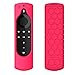 Produktbild CASEBOT Hülle für Fire TV Cube/Fire TV Stick 4K/ 4K Ultra HD mit der neuen Alexa-Sprachfernbedienung mit Tasten für An/Aus und Lautstärke - Leichte rutschfeste Stoßfeste Silikon Schutzhülle, Magenta
