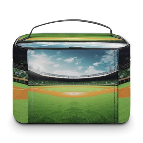 Bolsa de maquillaje para mujer con asa portátil grande e impermeable de viaje 3