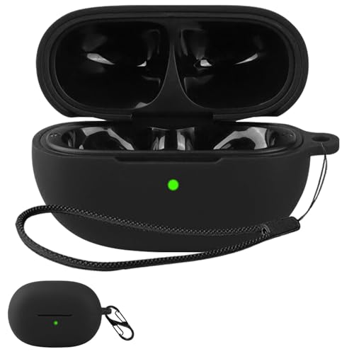 HVUYAL�P�[�X For EarFun Clip 2�Ή� �P�[�X �����h�~�p�̃t�b�N�𓋍ڂ��� �y�� �L�Y�h�~ �h�o �����ɂ��� �_�炩�ȃV���J�Q���̃X�|�[�c�N�[���ȃf�U�C�� �Ռ� �z�� �X���� �\�t�g �P�[�X�J�o�[ �����h�~�ی�(�u���b�N)