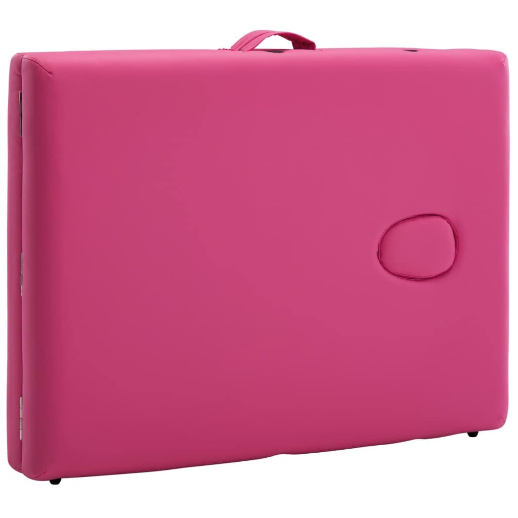 vidaXL Camilla de Masaje Plegable 2 Zonas Aluminio Rosa